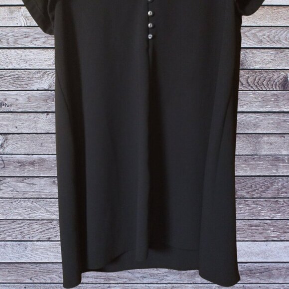 Zara Women's Large Short Sleeve Black Shirt Dress Partial Button Front READ - Picture 3 of 5